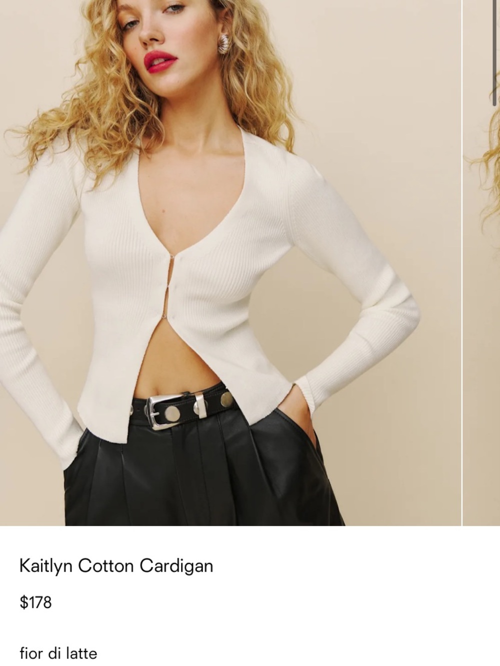 Reformation Kaitlin Cotton Cardigan - Ribbed, White